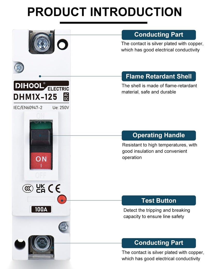 DIHOOL 100 Amp Battery DC Disconnect Switch, DC Breaker for Main Power Station, UPS,Solar - Image 4